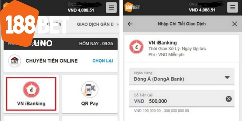 Nạp tiền 188BET: Các phương thức thực hiện và lưu ý cần nắm 1 Nạp tiền qua hình thức ngân hàng rất phổ biến, quen thuộc